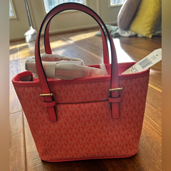 Michael Kors Jet Set Travel Extra-Small Logo Top-Zip Tote Bag - Picture 2 of 4